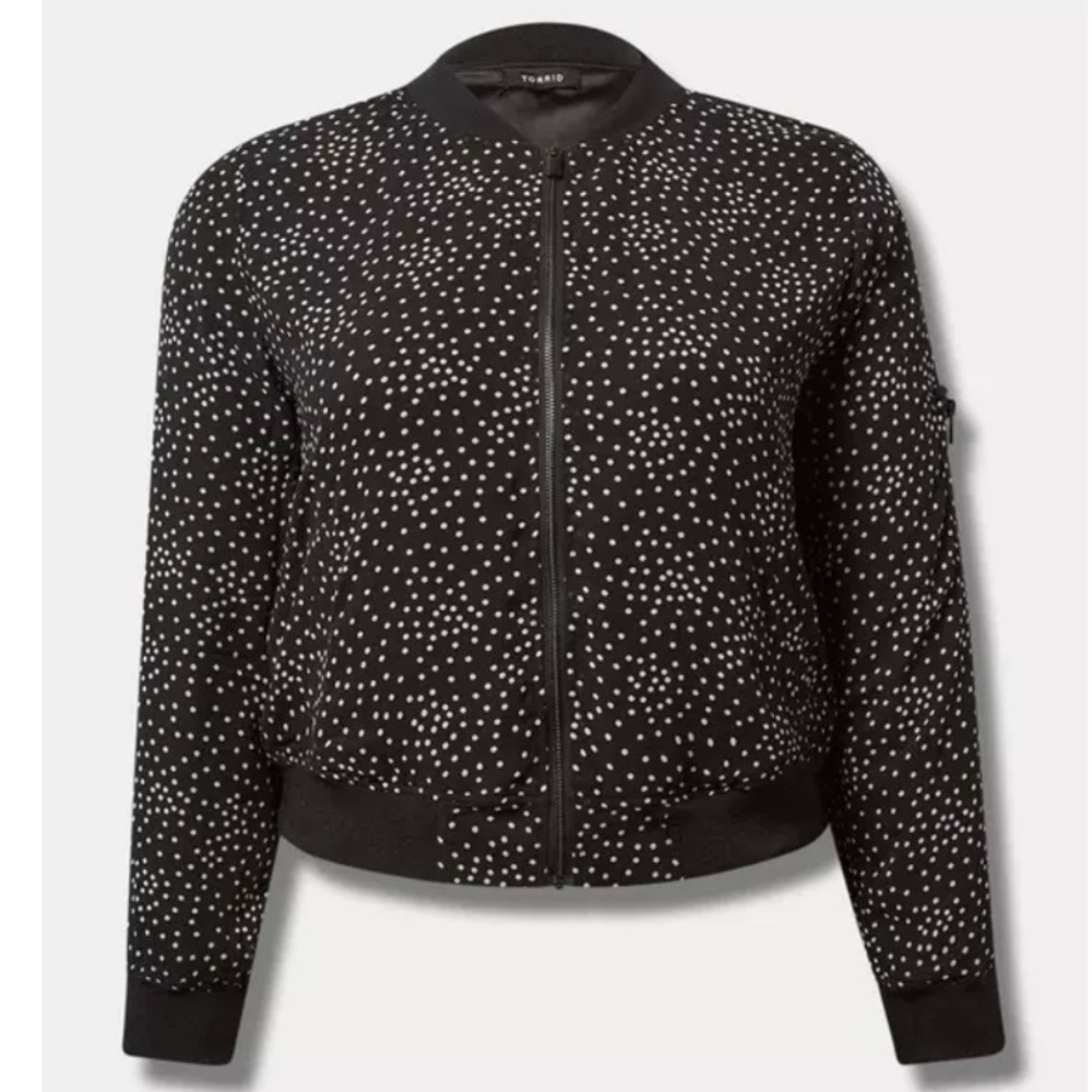 TORRID Chiffon Bomber Jacket in black and White print size 3X NWT - Picture 2 of 8